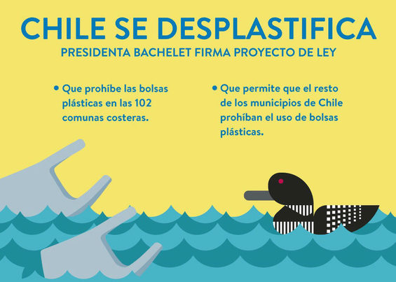 La presidenta Bachelet firma el Proyecto de Ley que prohíbe las bolsas plásticas en los municipios costeros de Chile