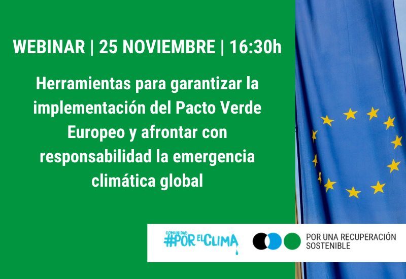 Webinar sobre Herramientas para garantizar la implementación del Pacto Verde Europeo (25 noviembre)