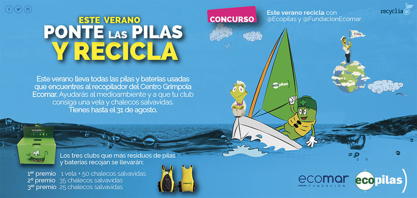 78 escuelas y clubs náuticos de toda España se suman a la recogida de pilas un verano más